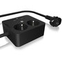 ICY BOX Regleta de enchufes con 2 puertos USB, color negro