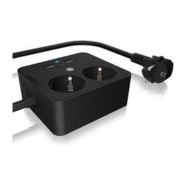 ICY BOX IB-MPS2220B-CH Regleta con 2 Salidas AC y 3 Puertos USB