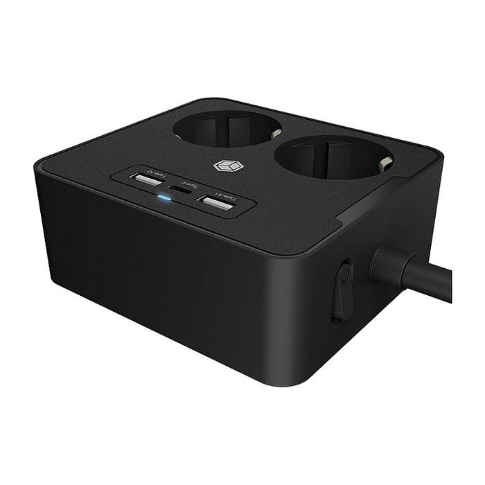 ICY BOX IB-MPS2220B-CH Regleta con 2 Salidas AC y 3 Puertos USB ICY BOX IB-MPS2220B-CH Regleta con 2 Salidas AC y 3 Puertos USB
