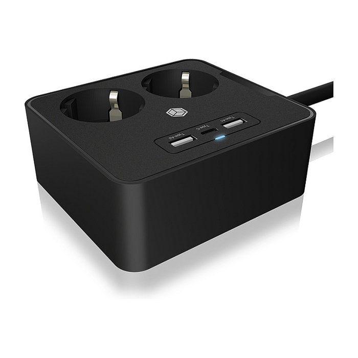 ICY BOX IB-MPS2220B-CH Regleta con 2 Salidas AC y 3 Puertos USB ICY BOX IB-MPS2220B-CH Regleta con 2 Salidas AC y 3 Puertos USB
