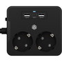 ICY BOX Regleta de enchufes con 2 puertos USB, color negro