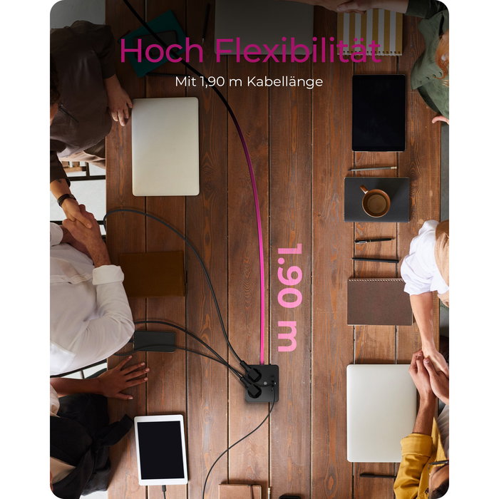 ICY BOX Regleta de enchufes con 2 puertos USB, color negro