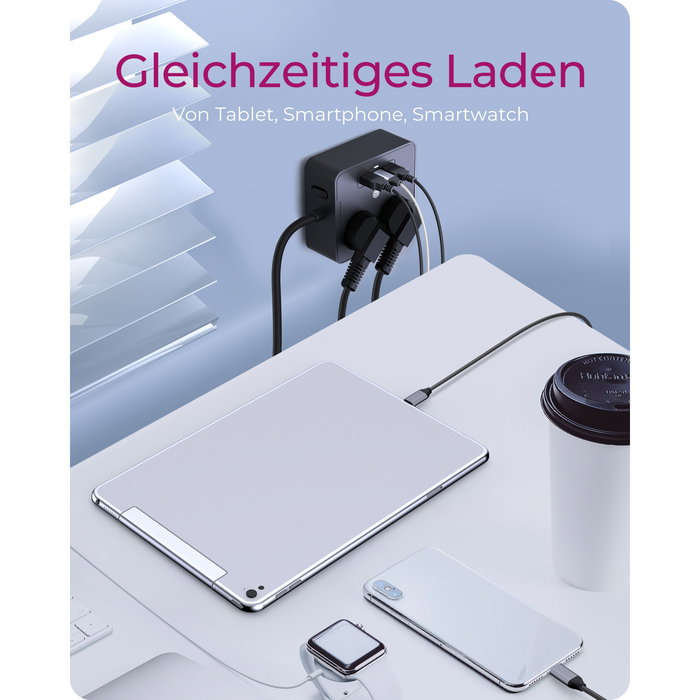 ICY BOX Regleta de enchufes con 2 puertos USB, color negro