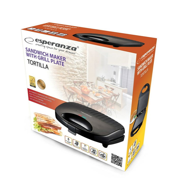 Esperanza Sandwichera EKT009 1000W Color Negro Esperanza Sandwichera EKT009 1000W Color Negro