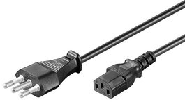 MicroConnect Cable de Alimentación L (Italia) a C13 H05VV-F 3x0.75mm², 1 Metro, Color Negro - Y3-10/ST3