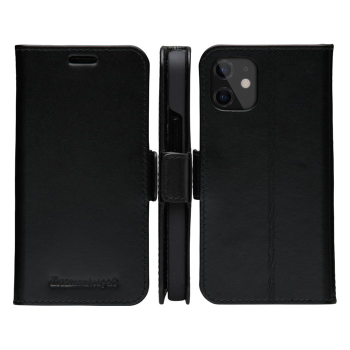 dbramante1928 Copenhagen Slim Funda de Cuero para Apple iPhone 12 mini, Con Cierre Magnético y 3 Bolsillos para Tarjetas, Color Negro