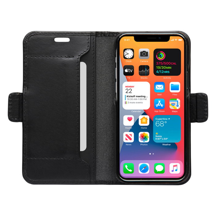 dbramante1928 Copenhagen Slim Funda de Cuero para Apple iPhone 12 mini, Con Cierre Magnético y 3 Bolsillos para Tarjetas, Color Negro