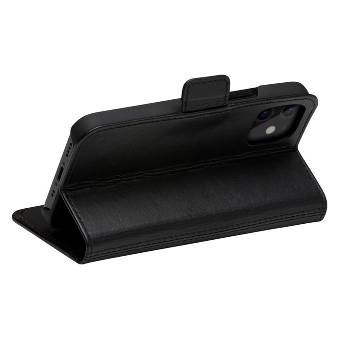 dbramante1928 Copenhagen Slim Funda de Cuero para Apple iPhone 12 mini, Con Cierre Magnético y 3 Bolsillos para Tarjetas, Color Negro