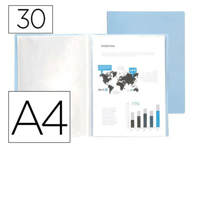 Liderpapel Carpeta con 30 fundas DIN A4 Celeste opaco