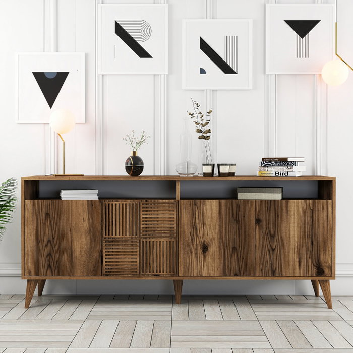 Hanah Home Consola Milan Walnut Color Nogal 180x78x35 cm