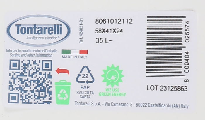 Tontarelli Cesta Ropa 35L Classic Blanco 58 x 41 cm (12 Unidades)