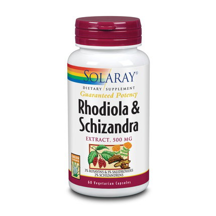 Solaray Rhodiola & Schisandra 500 mg, 60 cápsulas vegetales