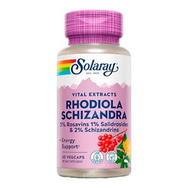 SOLARAY Schizandra - Rodhiola 500Mg 60 Cápsulas Veganas Fatiga Mental Física Resistencia Ejercicio Bienestar