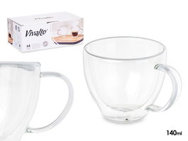 Vivalto Taza Cafe Vidrio Borosilicato Transparente 140 ml 10.5x8x7.5 cm (Set de 24)