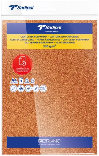SADIPAL Cartulina Purpurina A4 Cobre 330g Paquete de 3 SADIPAL Cartulina Purpurina A4 Cobre 330g Paquete de 3