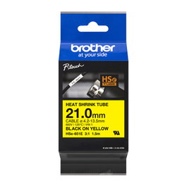 Brother HSe-651E Cinta termorretráctil de 21mm Negro sobre Amarillo