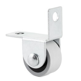 Q&Q Rueda fija con aro de goma gris diámetro 25 mm altura 28 mm soporte escuadra acero zincado modelo KETY-S