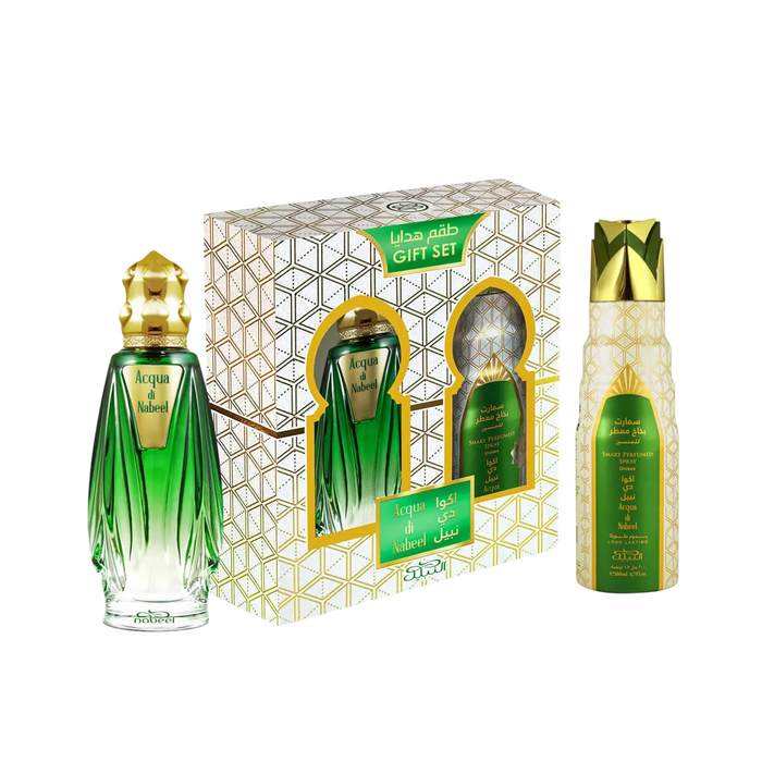 Set Nabeel: Acqua Di Nabeel Absolute, Eau De Parfum, Unisex, 100 ml + Acqua Di Nabeel, Deodorant Spray, For Women, 100 ml Set Nabeel: Acqua Di Nabeel Absolute, Eau De Parfum, Unisex, 100 ml + Acqua Di Nabeel, Deodorant Spray, For Women, 100 ml