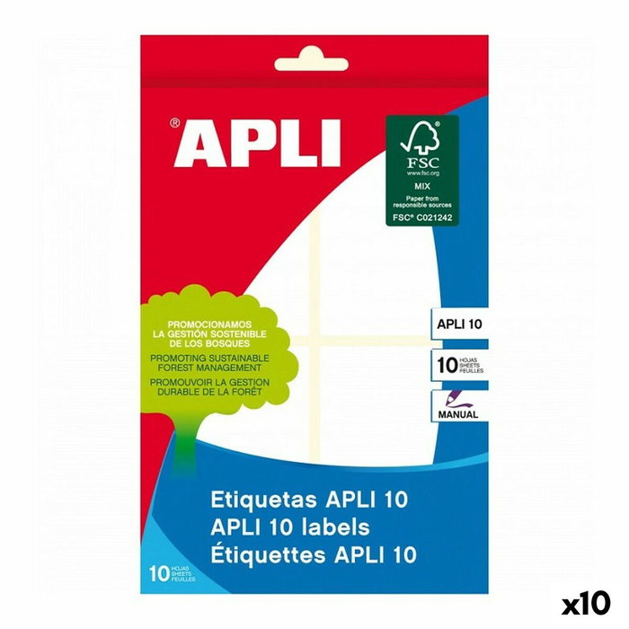 Apli Etiquetas Adhesivas Blancas 36x40mm con Cantos Romos