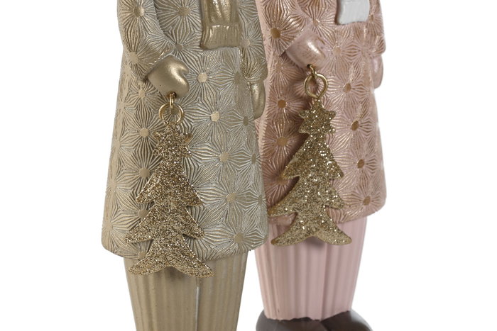 DKD Home Decor Figura Navidad Moderna Rosa Dorado 6 x 23.5 x 6 cm (4 Unidades)