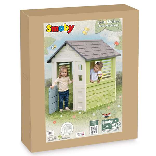 Smoby Casa de Juguete Jolie, Casa de Plástico para Niños 3+ Años, Dimensiones 127x98 cm, Color Plástico, Caja en Español y Portugués