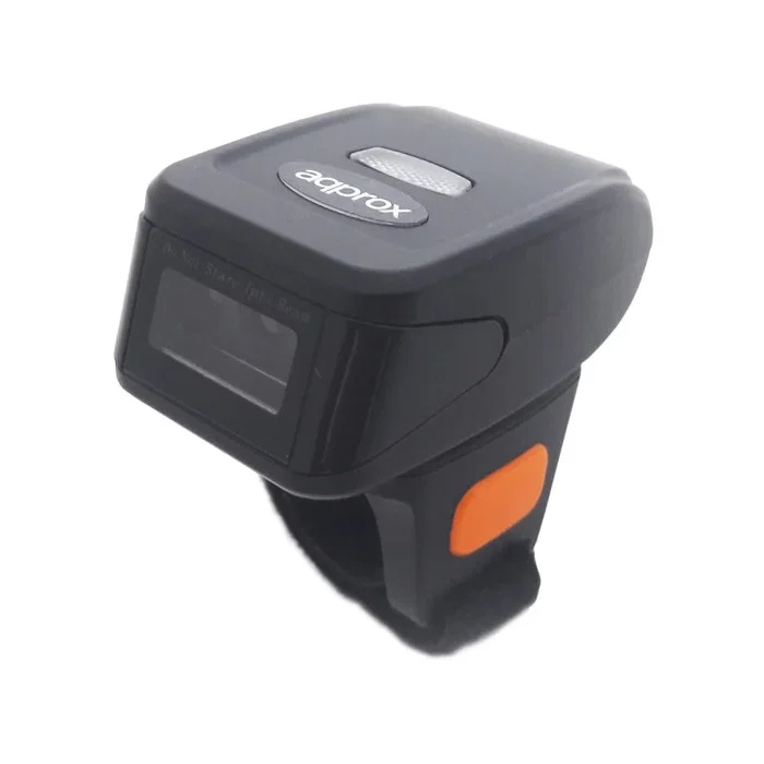 Approx APPLS12R Lector de Códigos de Barras de Dedo Manos Libres 1D Láser Inalámbrico Bluetooth/RF 2.4GHz, Batería 380mAh, Color Negro/Naranja