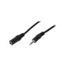 LogiLink Cable de audio 3.5 mm 3-pin/M a 3.5 mm 3-pin/F, 5 m, negro