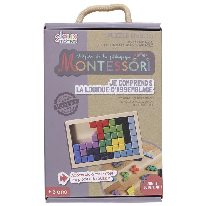 Jeux 2 momes Puzzle Tetris De Madera Montessori Juego De Ensamblaje Para Niños Mayores De 3 Años