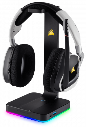 Corsair ST100 RGB Soporte para Auriculares Gaming Premium con Sonido Envolvente 7.1 e Iluminación RGB Personalizable de Aluminio