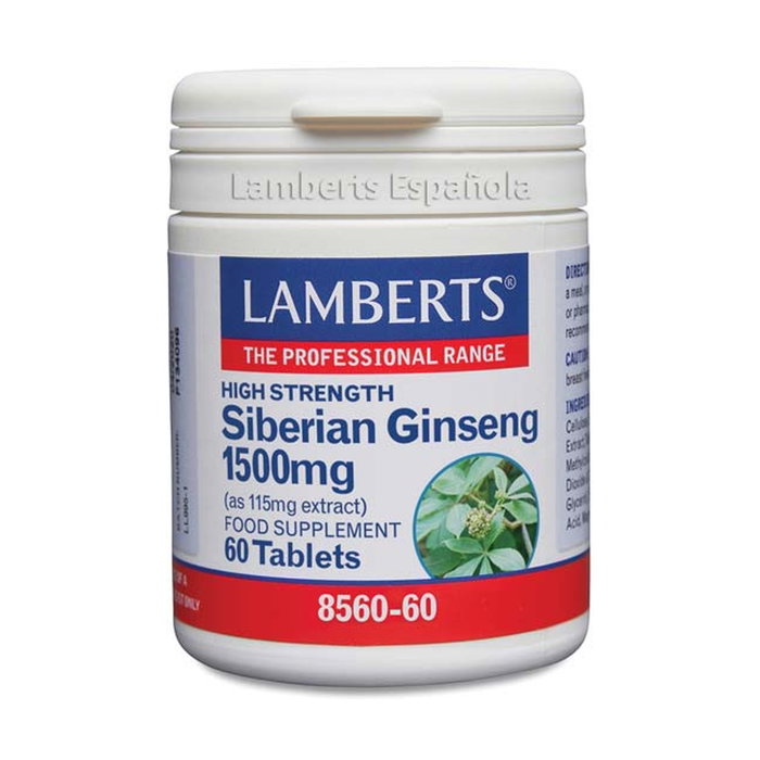 Lamberts Ginseng Siberiano 1500mg 60 tabletas complemento para estrés y fatiga Lamberts Ginseng Siberiano 1500mg 60 tabletas complemento para estrés y fatiga