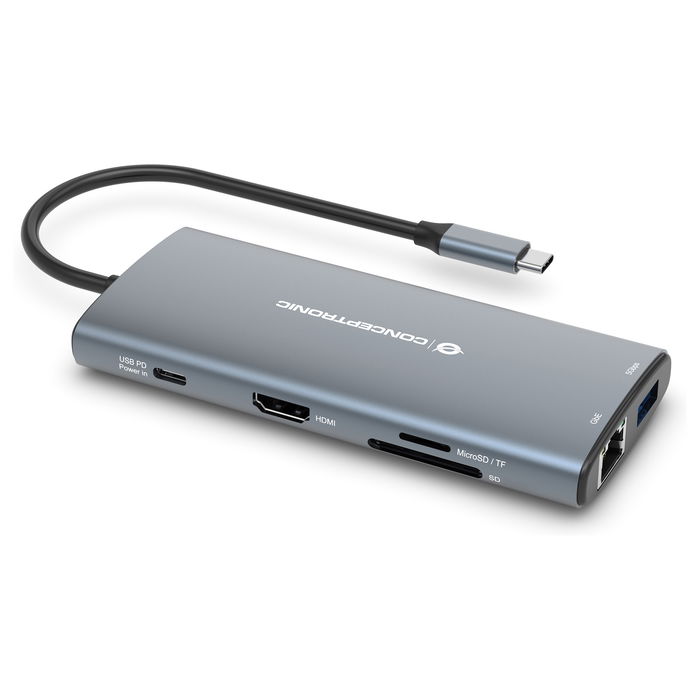 Conceptronic Dock USB-C a HDMI con 2xUSB-C, 3xUSB-A y USB-A de 20cm para Expansión de Puerto