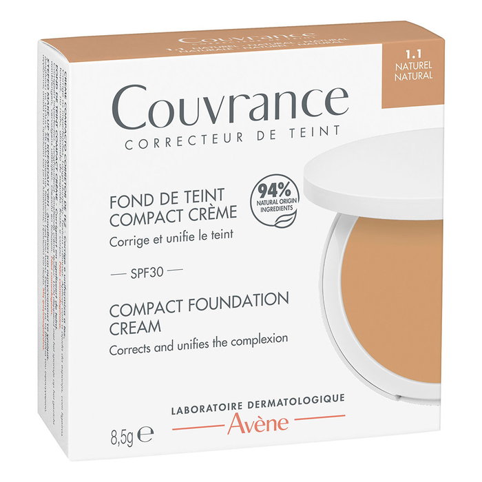 Avène Couvrance Base de Maquillaje en Crema Compacta Alta Cobertura SPF30 Acabado Mate #Natural 8.5 g
