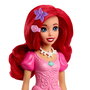 Mattel HLX34 Muñeca Ariel Disney La Sirenita de moda articulada con vestido rosa, pelo largo y accesorios para peinar