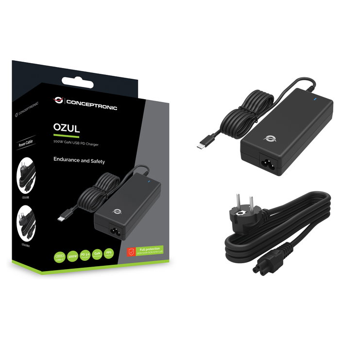 Conceptronic Cargador de Sobremesa 100W GaN USB-C PD 3.0 Negro