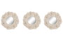 DKD Home Decor Set de 3 Espejos con Macramé y Cristal Blanco 20x20 cm
