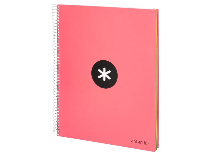 Antartik Cuaderno espiral micro A4 forrado 120 hojas 90gr liso 5 bandas color coral