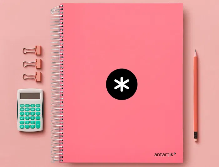 Antartik Cuaderno espiral micro A4 forrado 120 hojas 90gr liso 5 bandas color coral