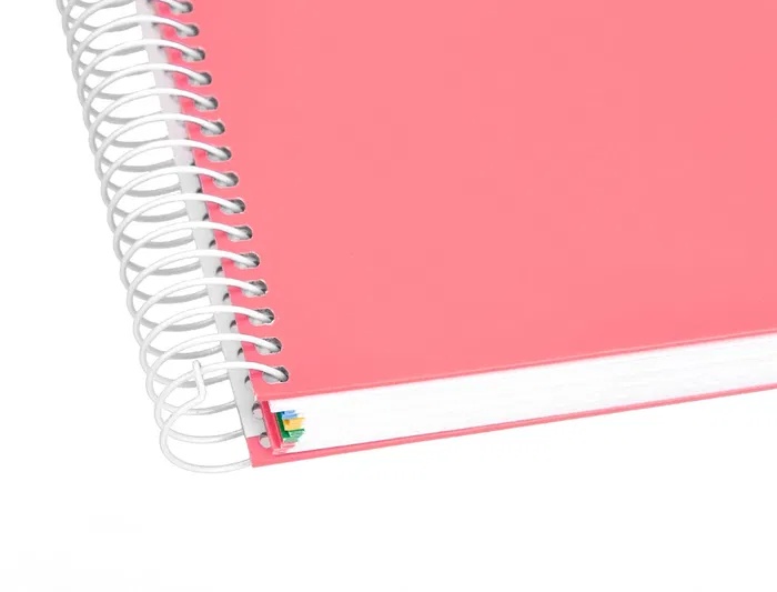 Antartik Cuaderno espiral micro A4 forrado 120 hojas 90gr liso 5 bandas color coral