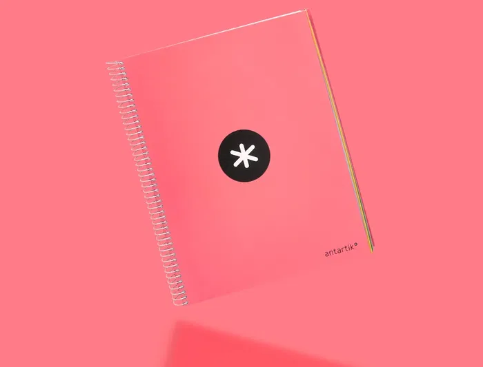 Antartik Cuaderno espiral micro A4 forrado 120 hojas 90gr liso 5 bandas color coral