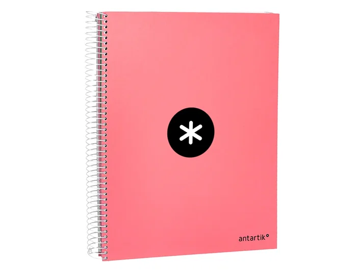Antartik Cuaderno espiral micro A4 forrado 120 hojas 90gr liso 5 bandas color coral