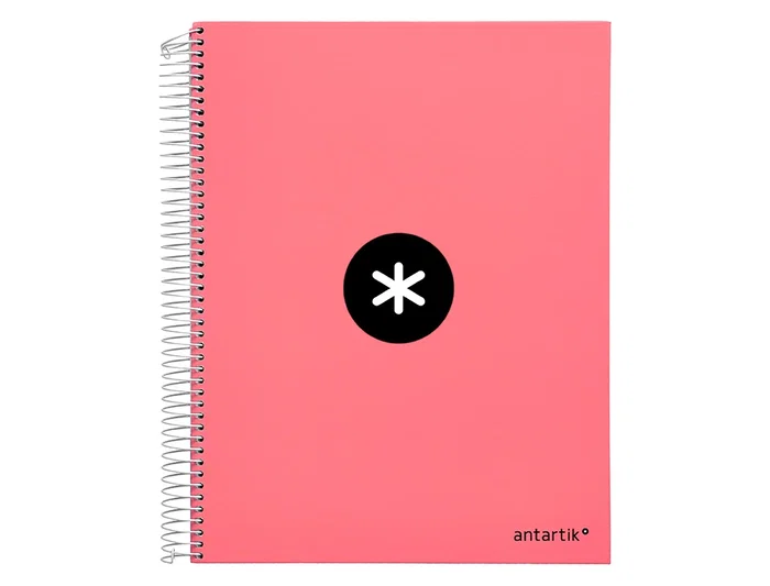 Antartik Cuaderno espiral micro A4 forrado 120 hojas 90gr liso 5 bandas color coral