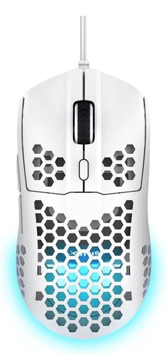 Trust GXT 928 HELOX - Ratón Gaming Óptico USB para PC, 6400 DPI, RGB, 6 Botones Programables, Ultra Ligero (65g), Diseño para Mano Derecha, Color Blanco