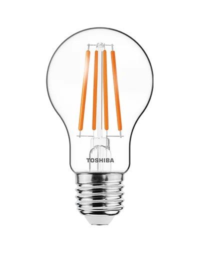 TOSHIBA Bombilla LED con Filamento A60, E27 8.5W 2700K, Luz Cálida