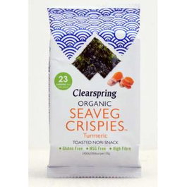 CLEARSPRING Snack de Alga Nori con Cúrcuma Orgánico y Vegano, 4 g