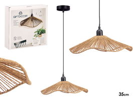 Giftdecor Lámpara de Techo Vuelo Cuerda 35 cm, Metal y Papel, Color Negro/Marrón, para Bombilla E27 (No Incluida) (Set de 6)