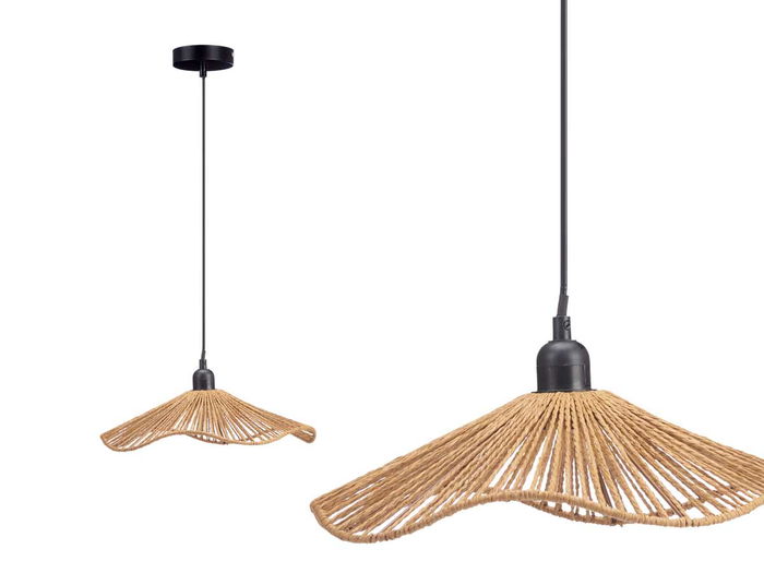 Giftdecor Lámpara de Techo Vuelo Cuerda 35 cm, Metal y Papel, Color Negro/Marrón, para Bombilla E27 (No Incluida) (Set de 6)