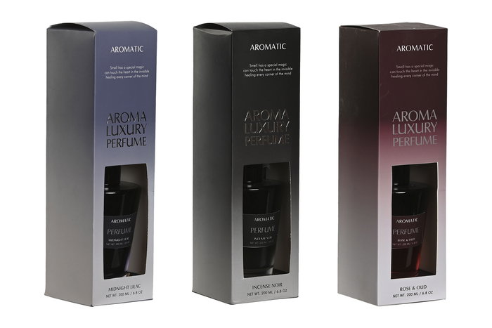 DKD Home Decor Ambientador Mikado Moderno Negro Azul Petroleo Rosé Cristal 200 ml 7 x 13 x 7 cm (3 Unidades)