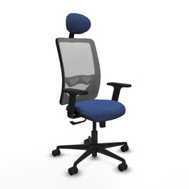 PIQUERAS Y CRESPO Silla de oficina Zulema, Mecanismo Sincro, Azul marino/Gris