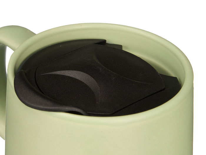 VESSIA Taza con Base y Tapa de Corcho 350 ml, Colores Vivos (Surtido Azul/Rojo/Rosa/Verde), Apta Lavavajillas y Microondas, 12.5x11x8.8 cm (Set de 24)