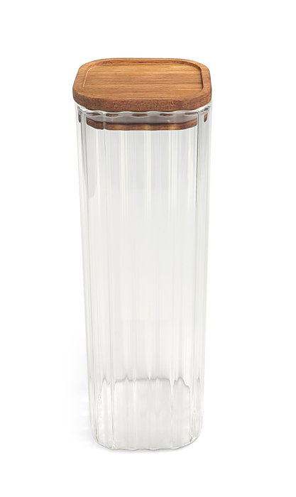 Inde Tarro Boro Silicato Térmico / Acacia Cuadrado 1100 ml para Almacenamiento La Mediterran (12 Unidades)